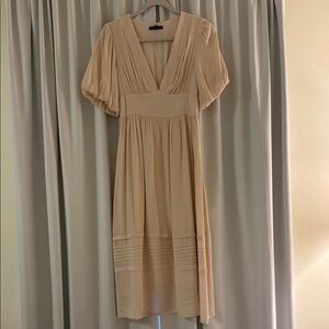 Skies Are Blue Cream Puff Sleeve Midi Dress